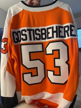 Fanatics Orange White Black Gostisbehere #53 Hockey Jersey